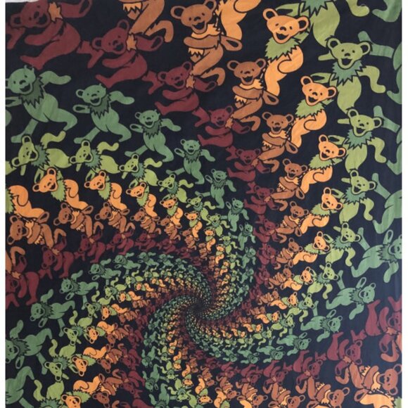 Grateful Dead Dancing Bears Wood Spiral Tapestry~ 60" x 90" ~Corner Loops ~ New! - Picture 3 of 5